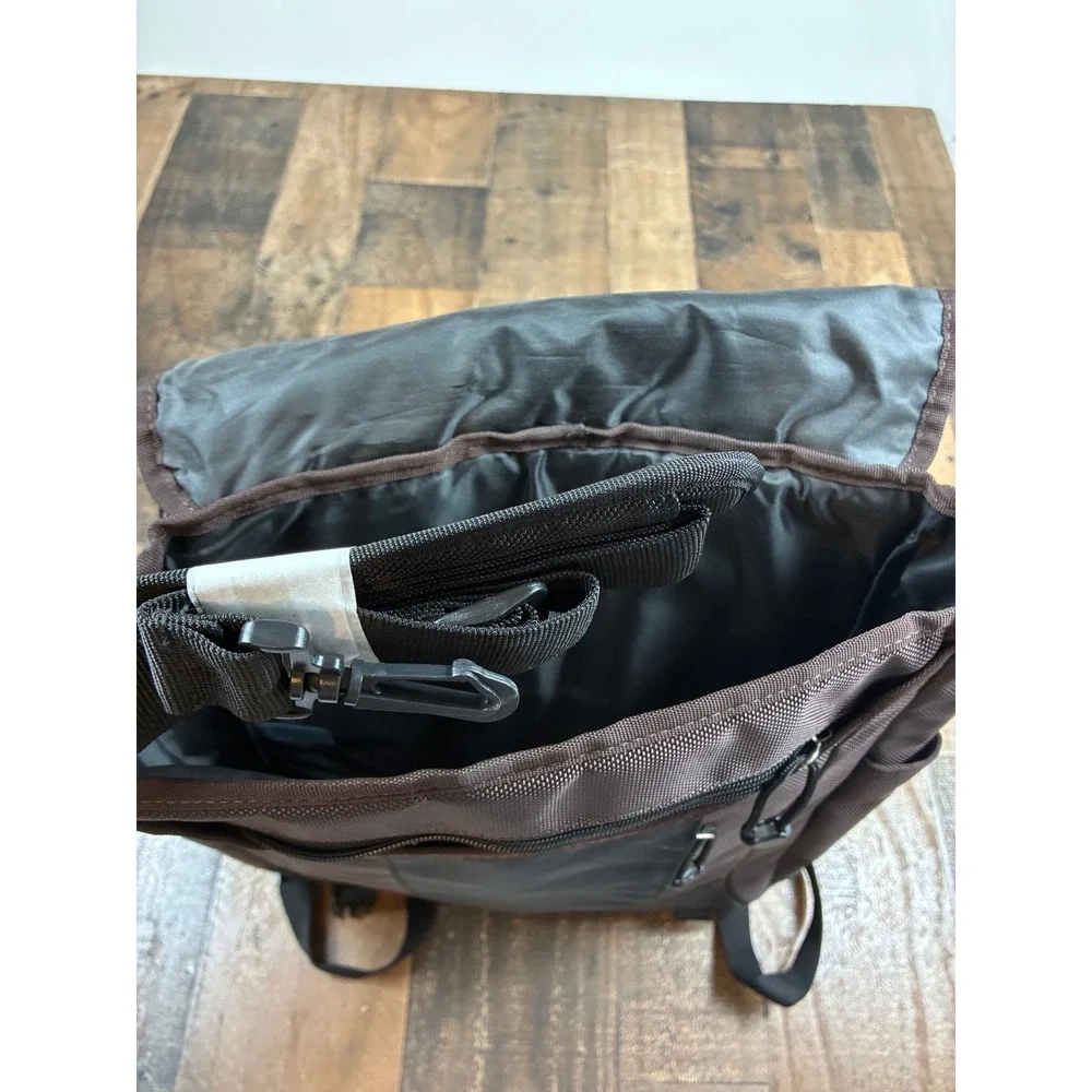 Elkhart Brass Messenger Bag Backpack Laptop Case‎ Brown Black Ballistic Nylon